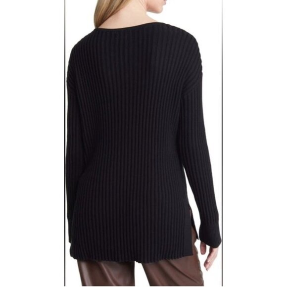 Open Edit Womens Asymmetric V-Neck Tunic Sweater Size M - Picture 3 of 6